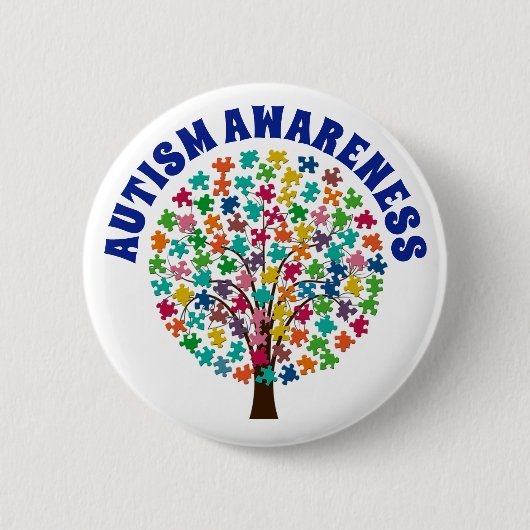 Autism Awareness Puzzle Piecks Tree Button (Voorkant)