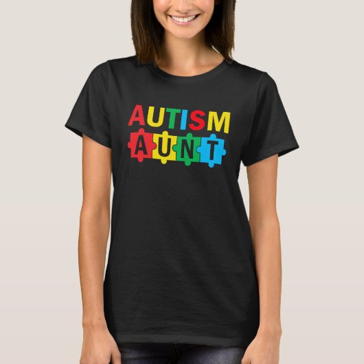 Autism Awareness Puzzle Ribbon Proud Autism Aunt T-shirt (Voorkant)