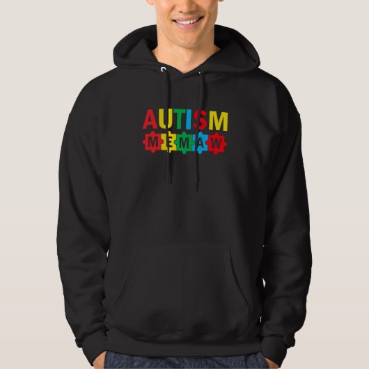 Autism Awareness Puzzle Ribbon Proud Autism Memaw Hoodie (Voorkant)