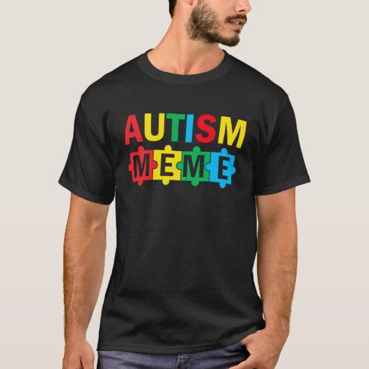 Autism Awareness Puzzle Ribbon Proud Autism Meme T-shirt (Voorkant)