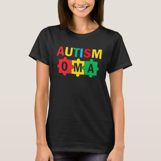 Autism Awareness Puzzle Ribbon Proud Autism Oma T-shirt (Voorkant)