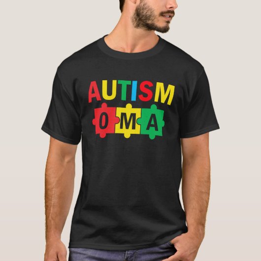 Autism Awareness Puzzle Ribbon Proud Autism Oma T-shirt (Voorkant)
