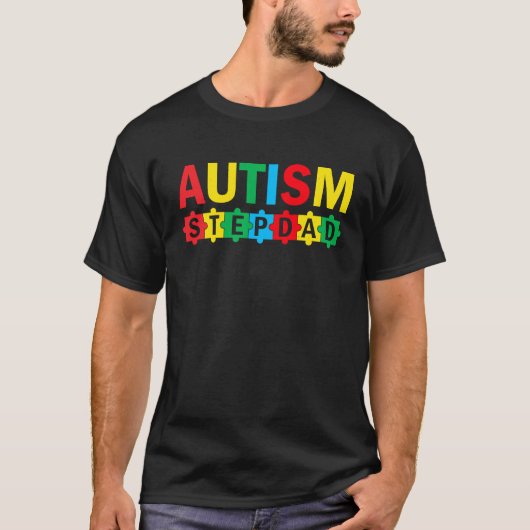 Autism Awareness Puzzle Ribbon Proud Autism Stepda T-shirt (Voorkant)