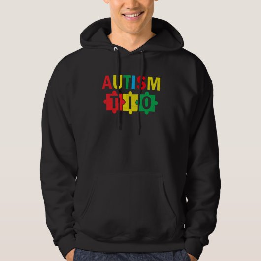 Autism Awareness Puzzle Ribbon Proud Autism Tio Hoodie (Voorkant)