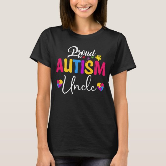 Autism Awareness Puzzle Ribbon Proud Autisme oom T-shirt (Voorkant)