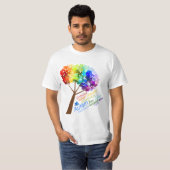 Autism Awareness Rainbow Puzzle Tree met woorden T-shirt (Voorkant volledig)