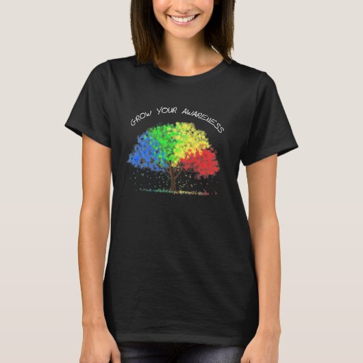 Autism Awareness Rainbow Tree Groeit uw bewustzijn T-shirt (Voorkant)