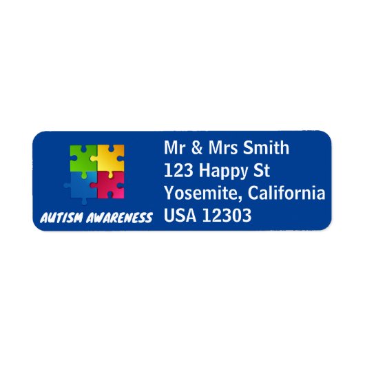 Autism Awareness Return Address Label in Blue (Voorkant)