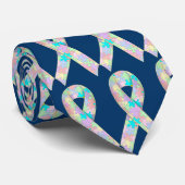 Autism Awareness Ribbon 2 Stropdas (Opgerold)