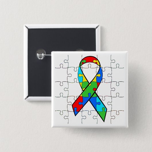 AUTISM AWARENESS RIBBON BUTTON (Voorkant /achterkant)