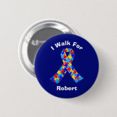 Autism Awareness Ribbon Custom Fundraising Walk Ronde Button 5,7 Cm (Voorkant /achterkant)