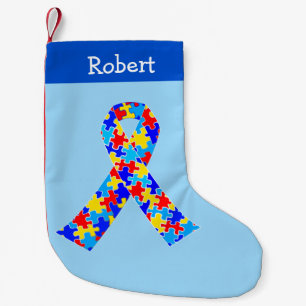 Autism Awareness Ribbon Cute Personated Blue Kleine Kerstsok