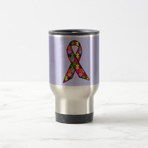 Autism Awareness Ribbon in Jigzaag Pattern Reisbeker