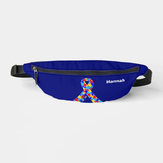 Autism Awareness Ribbon Personalised Blue Heuptasje (Voorkant)