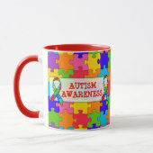 Autism Awareness Ribbon Puzzle Piecks Mok (Links)