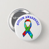 AUTISM AWARENESS RIBBON ROUND BUTTON (Voorkant /achterkant)