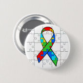 AUTISM AWARENESS RIBBON ROUND BUTTON (Voorkant /achterkant)