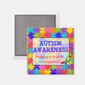 Autism Awareness Ribbons Puzzle Piessenmagnet Magneet (Voorkant / Achterkant)