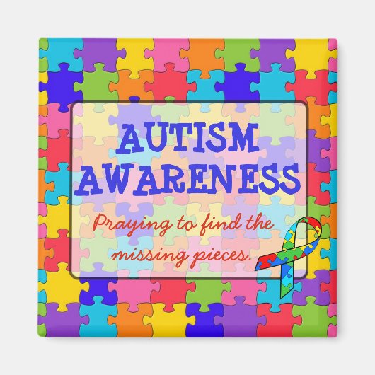Autism Awareness Ribbons Puzzle Piessenmagnet Magneet (Voorkant)