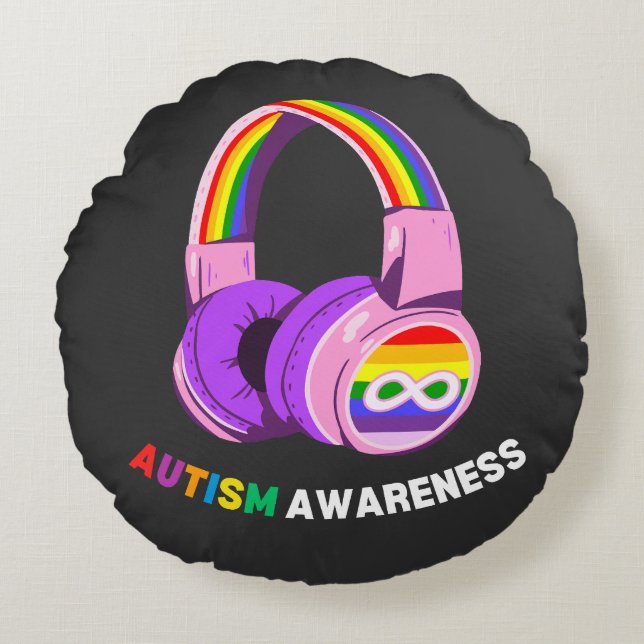 Autism Awareness Rond Kussen (Voorkant)