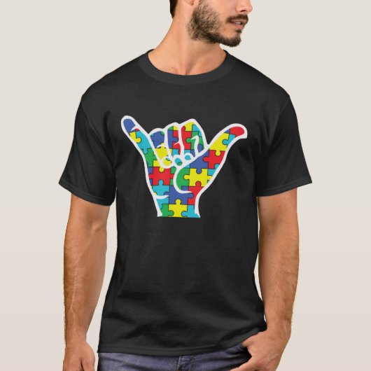 Autism Awareness Shaka Hand Hang Loose Support Aut T-shirt (Voorkant)