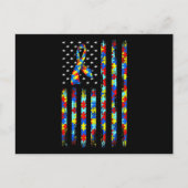 Autism Awareness Shirt American Flag Ribbon Puzzle Briefkaart (Voorkant)