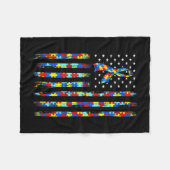 Autism Awareness Shirt American Flag Ribbon Puzzle Fleece Deken (Voorkant (Horizontaal))