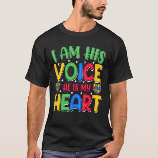 Autism Awareness Shirt for Mom I Am His Voice He I (Voorkant)