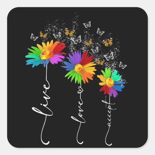 Autism Awareness Shirt Live Love Accepteer Autism  Vierkante Sticker (Voorkant)