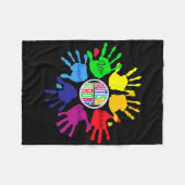 Autism Awareness Sign Language Hand Puzzle Support Fleece Deken (Voorkant (Horizontaal))