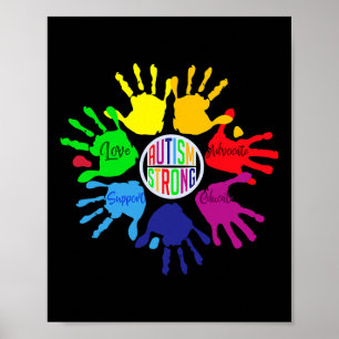 Autism Awareness Sign Language Hand Puzzle Support Poster