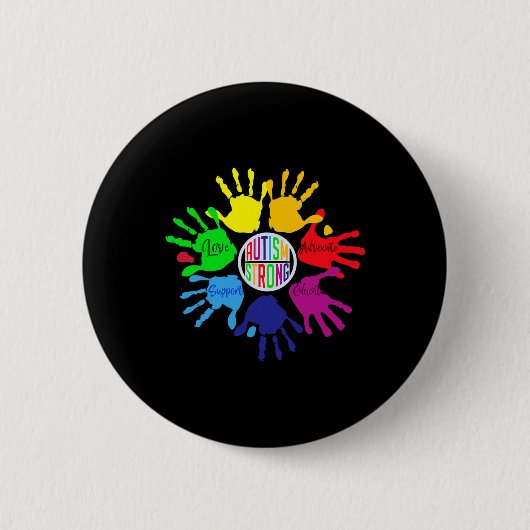Autism Awareness Sign Language Hand Puzzle Support Ronde Button 5,7 Cm (Voorkant)
