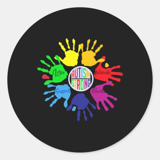 Autism Awareness Sign Language Hand Puzzle Support Ronde Sticker (Voorkant)
