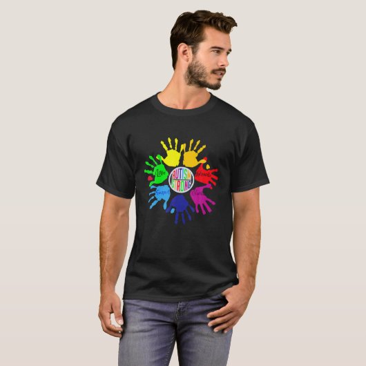 Autism Awareness Sign Language Hand Puzzle Support T-shirt (Voorkant volledig)