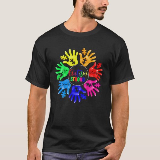 Autism Awareness Sign Language Hand Puzzle Support T-shirt (Voorkant)