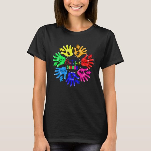 Autism Awareness Sign Language Hand Puzzle Support T-shirt (Voorkant)