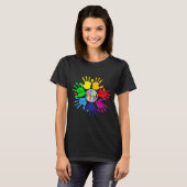 Autism Awareness Sign Language Hand Puzzle Support T-shirt (Voorkant volledig)