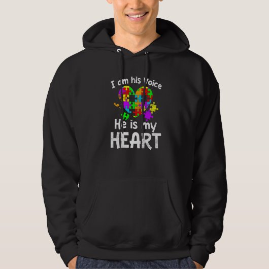 Autism Awareness Son boys Kinder ik ben zijn stem Hoodie (Voorkant)
