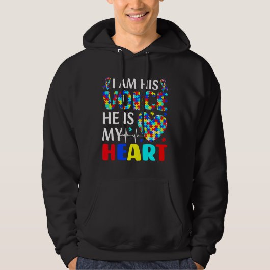Autism Awareness Son boys Kinder ik ben zijn stem Hoodie (Voorkant)