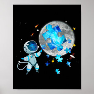 Autism Awareness Space sterft Astronaut op de maan Poster