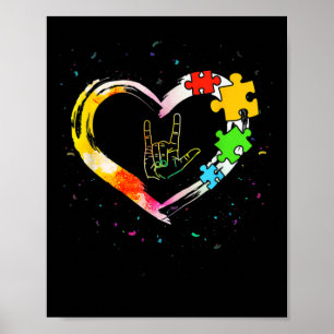 Autism Awareness Special Ed Teacher Asl Sign Langu Poster
