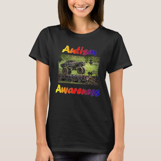 Autism Awareness Spester Truck Jam Puzzle P T-shirt (Voorkant)