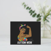 Autism Awareness Sterke mam Afro Moeder Black Wome Briefkaart (Staand voorkant)