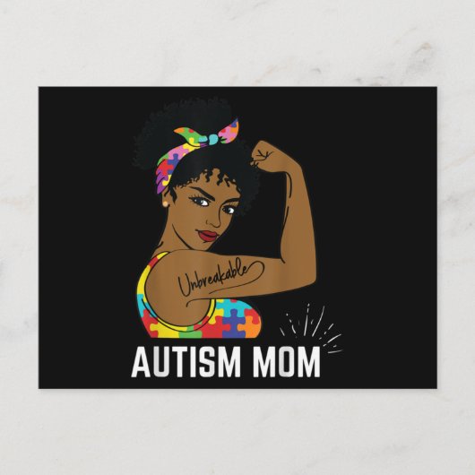 Autism Awareness Sterke mam Afro Moeder Black Wome Briefkaart (Voorkant)