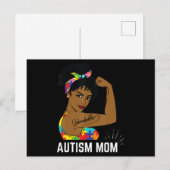 Autism Awareness Sterke mam Afro Moeder Black Wome Briefkaart (Voorkant / Achterkant)
