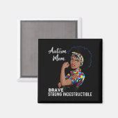 Autism Awareness Sterke mam Afro Moeder Black Wome Magneet (Voorkant / Achterkant)