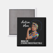 Autism Awareness Sterke mam Afro Moeder Black Wome Magneet (Voorkant / Achterkant)