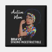 Autism Awareness Sterke mam Afro Moeder Black Wome Magneet (Voorkant)