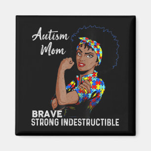 Autism Awareness Sterke mam Afro Moeder Black Wome Magneet