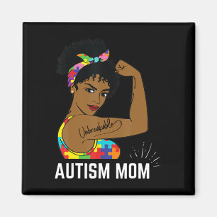 Autism Awareness Sterke mam Afro Moeder Black Wome Magneet